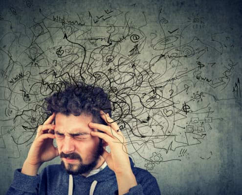 Thoughtful Stressed Young Man With A Mess In His Head