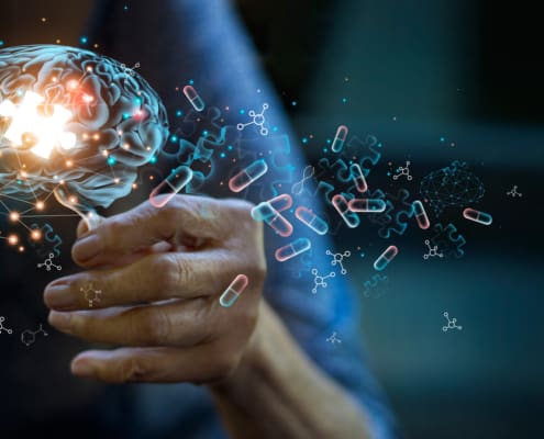 Alzheimer's Disease Concept, Elderly Woman Holding Brain Symbol Of Missing Jigsaw Puzzle, World Alzheimer's, World Mental Health, Memory Loss, Dementia, Parkinson Disease.