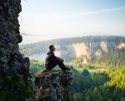 Man Sitting On The Top Of The Mountain, Leisure In