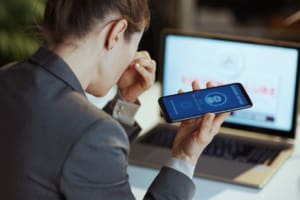 Business Woman Calling Customer Support